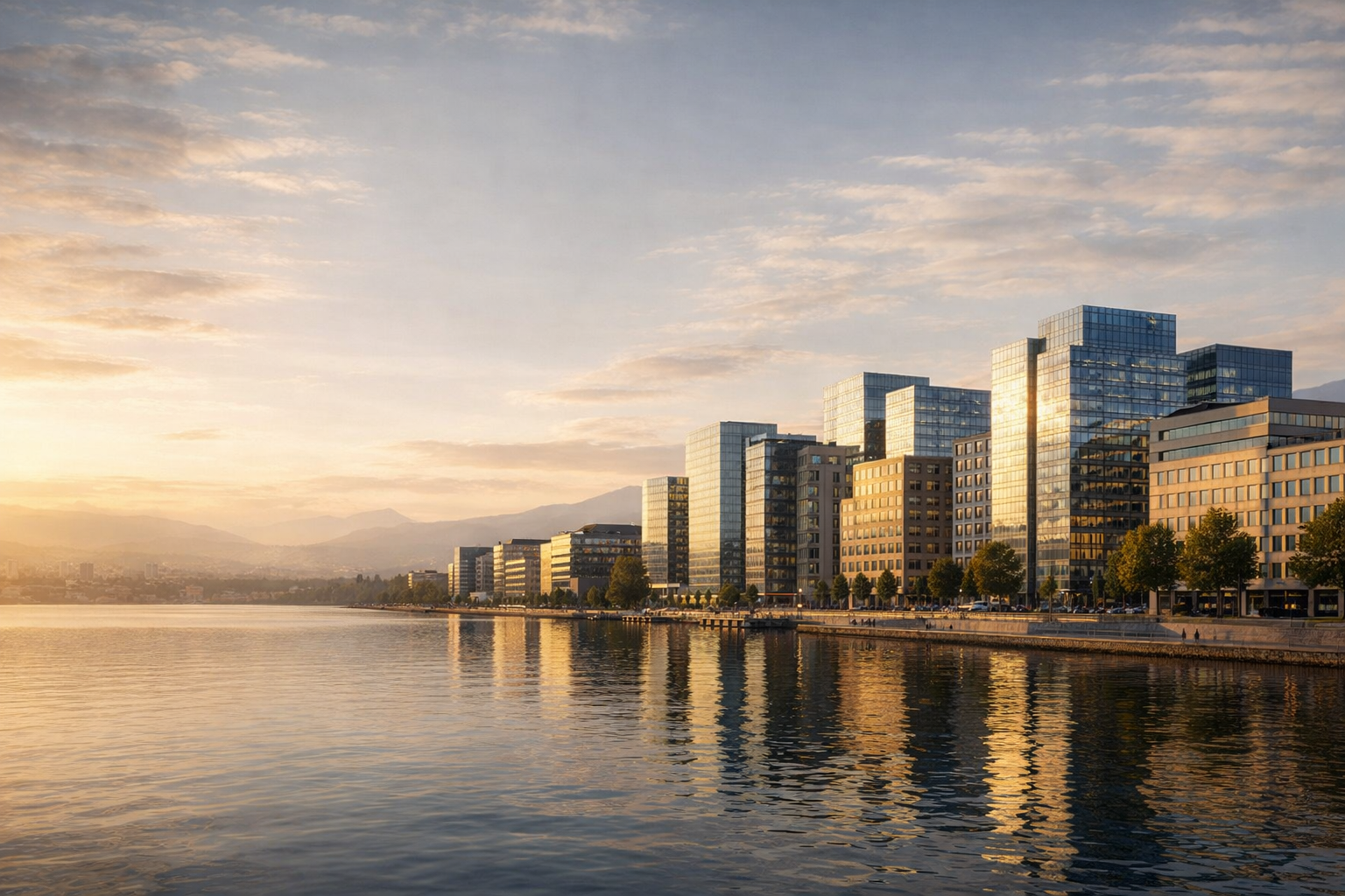 Quartier d’affaires au bord du lac